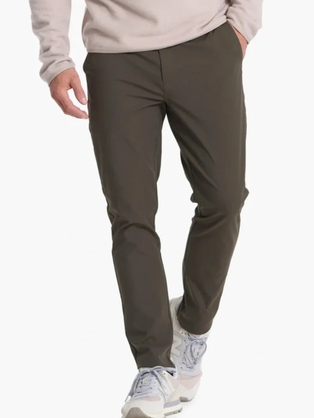 Vuori "Cascade Tech" Chino Pants, Dark Olive Green, 32" Inseam, Sz 38